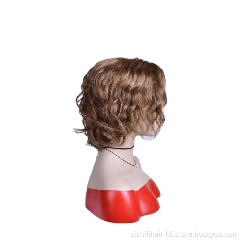 AISHILI Wholesale Short Brown Silk Curl Synthetic Hair Wigs With Nature Wave For Women